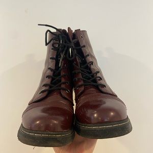Dark cherry combat boots